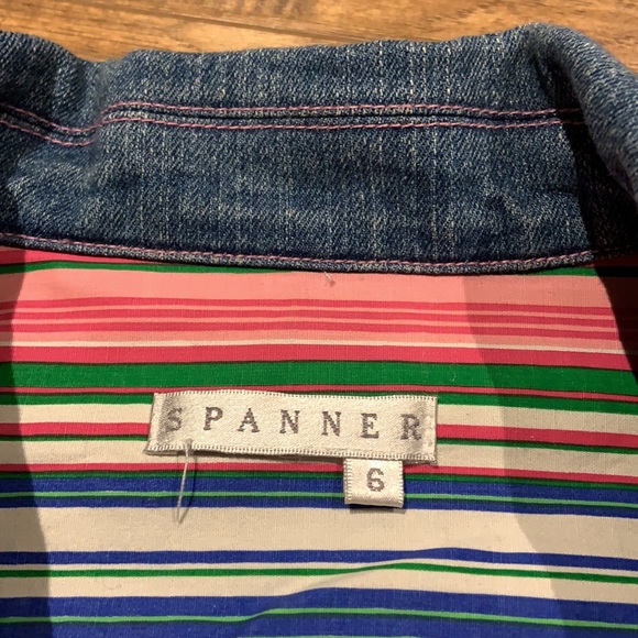 SPANNER jean jacket with pink trim and striped buttons - Picture 9 of 10
